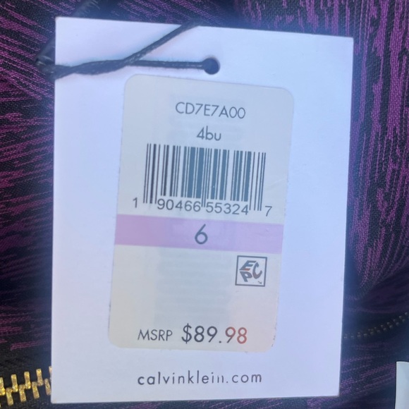 Calvin Klein Sleeveless Sheath Dress Knit Purple Black Back Zip Sze 6 NWT - Picture 5 of 6